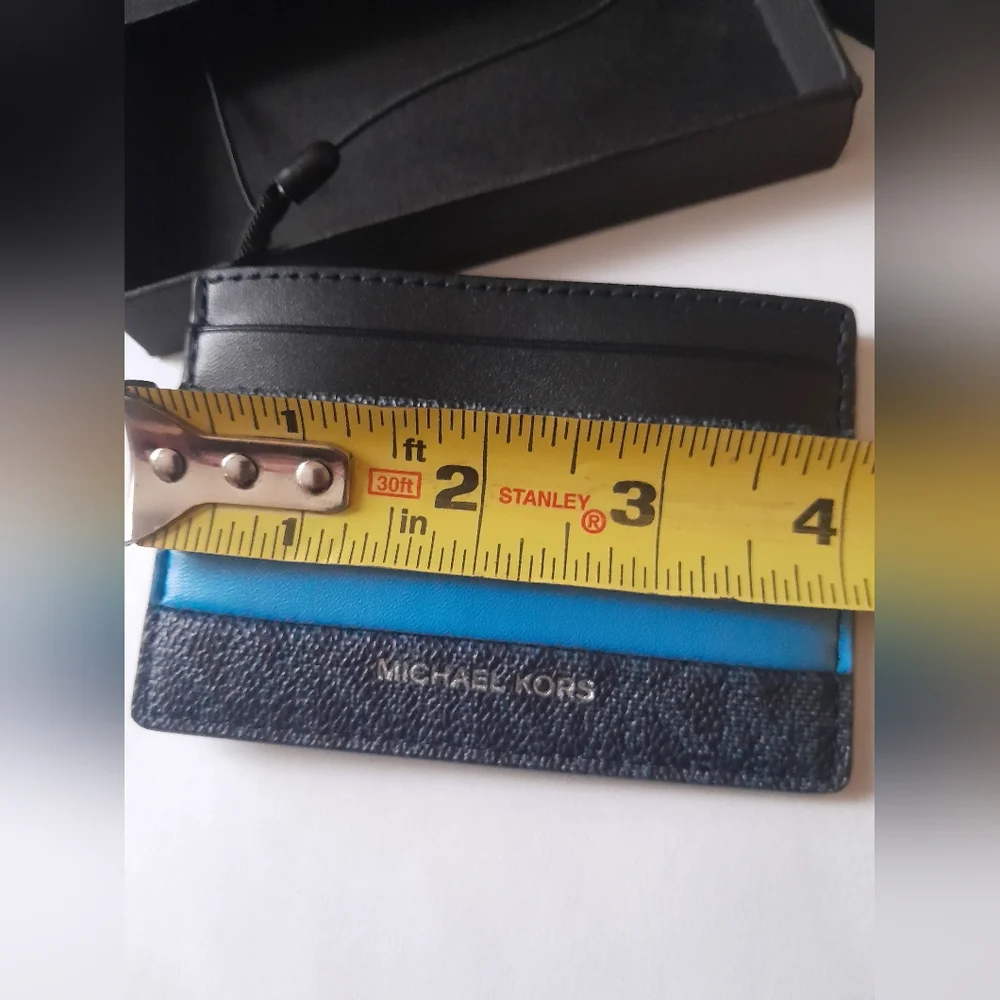 New Michael Kors Men's Card Case In Multi Blue ColorBlock NWT In Gift Box